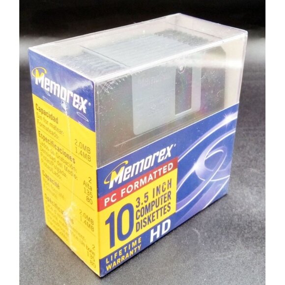 Memorex PC Formatted 3.5 Inch Computer Diskettes 10-Pack HD IBM 2SHD Vintage - Picture 6 of 16